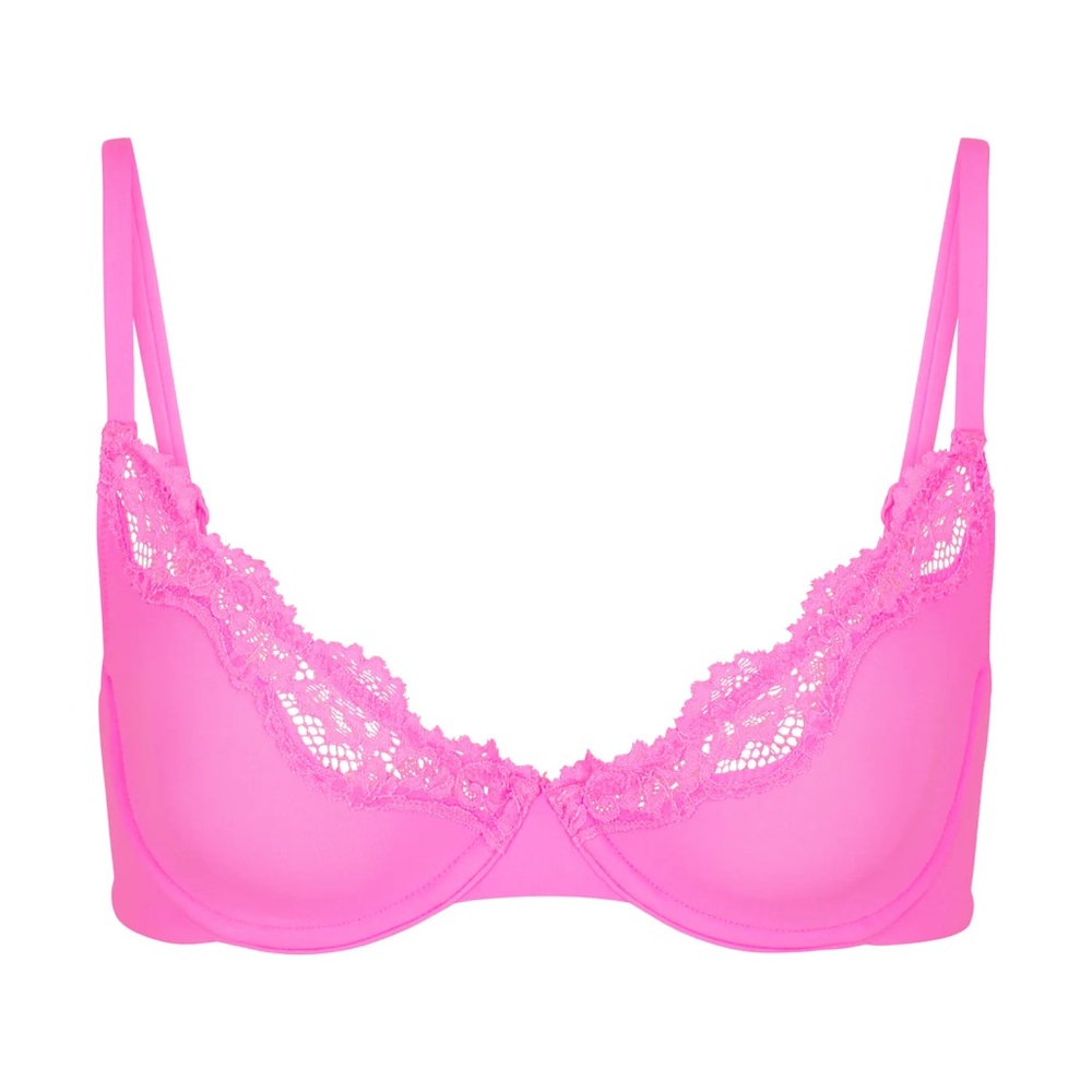 {SKIMS} FITS EVERYBODY LACE UNLINED SCOOP BRA 36C 36D [TAFFY]